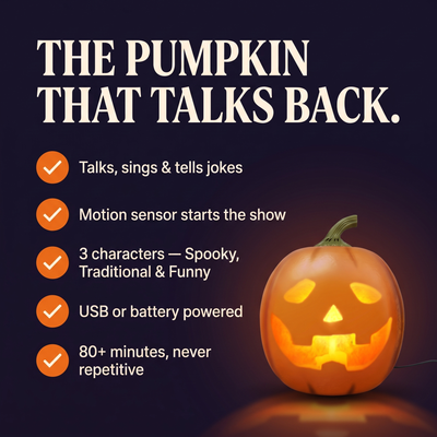 The pumpkin that talks back — feature checklist